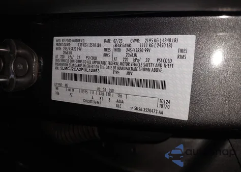 2023 Lincoln Corsair Reserve z USA, uszkodzony, nr VIN 5LMCJ2CA2PUL12553